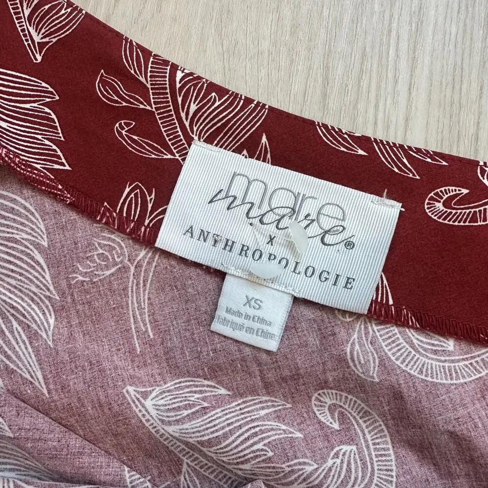 Anthropologie Mare Mare Teresita two-piece poplin one shoulder top culottes XS